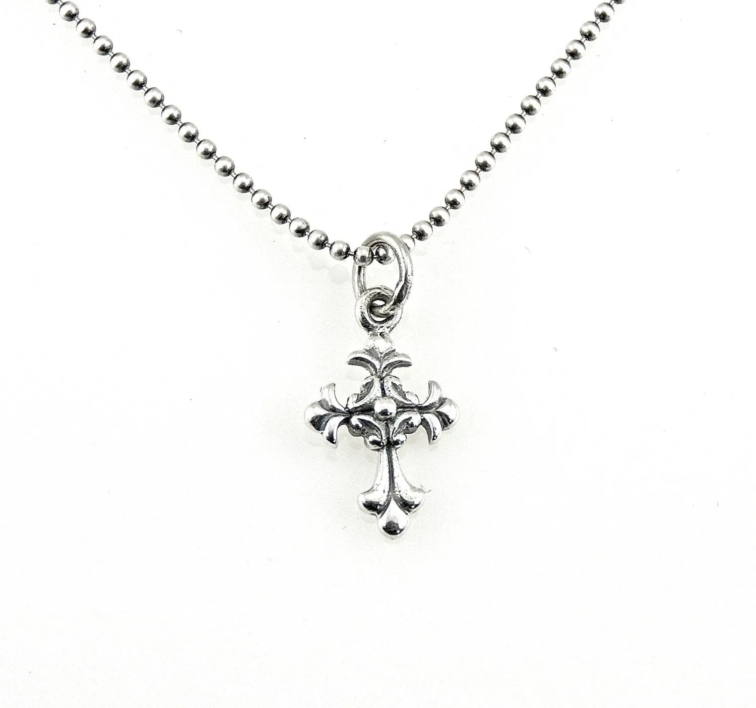 Antique Style Silver Cross Necklace