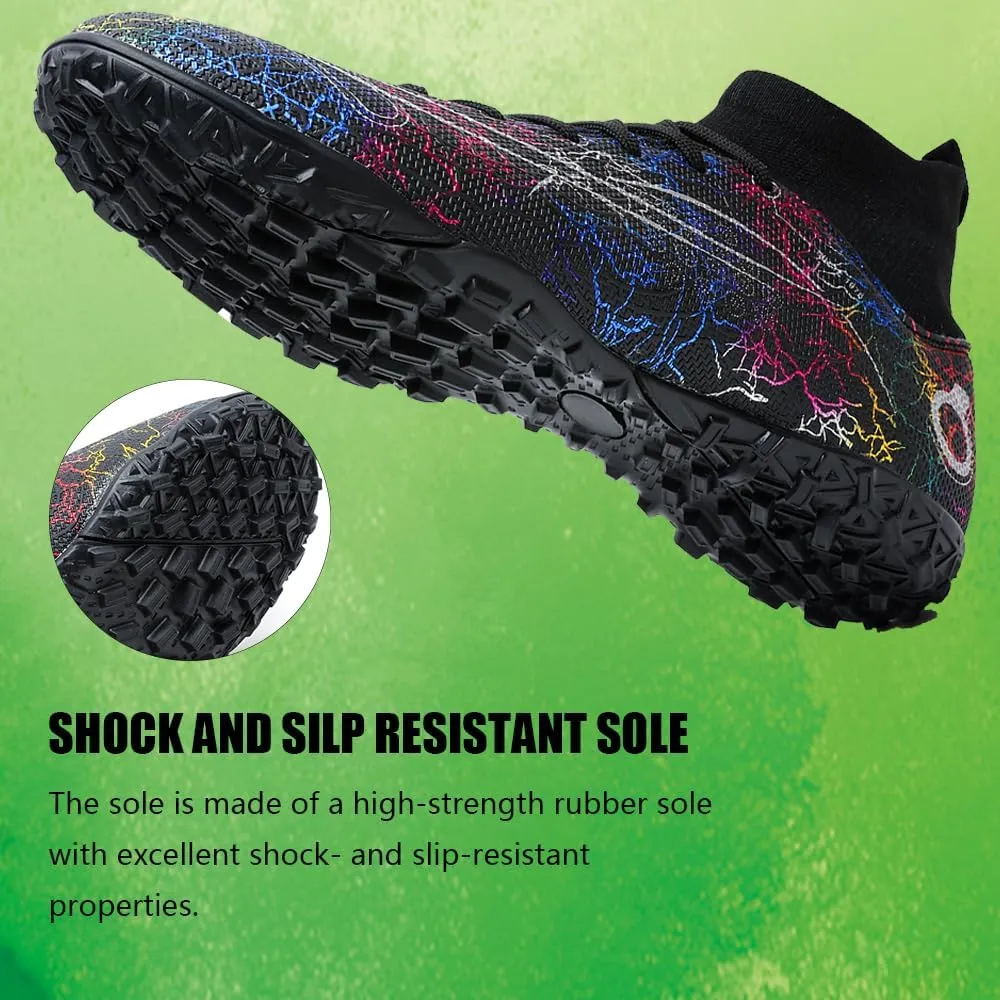 Kids Soccer Cleats Boys Girls Football Shoes Professional High Top Youth Outdoor Training Football Cleats Soccer Shoes (Little Kid/Big Kid)