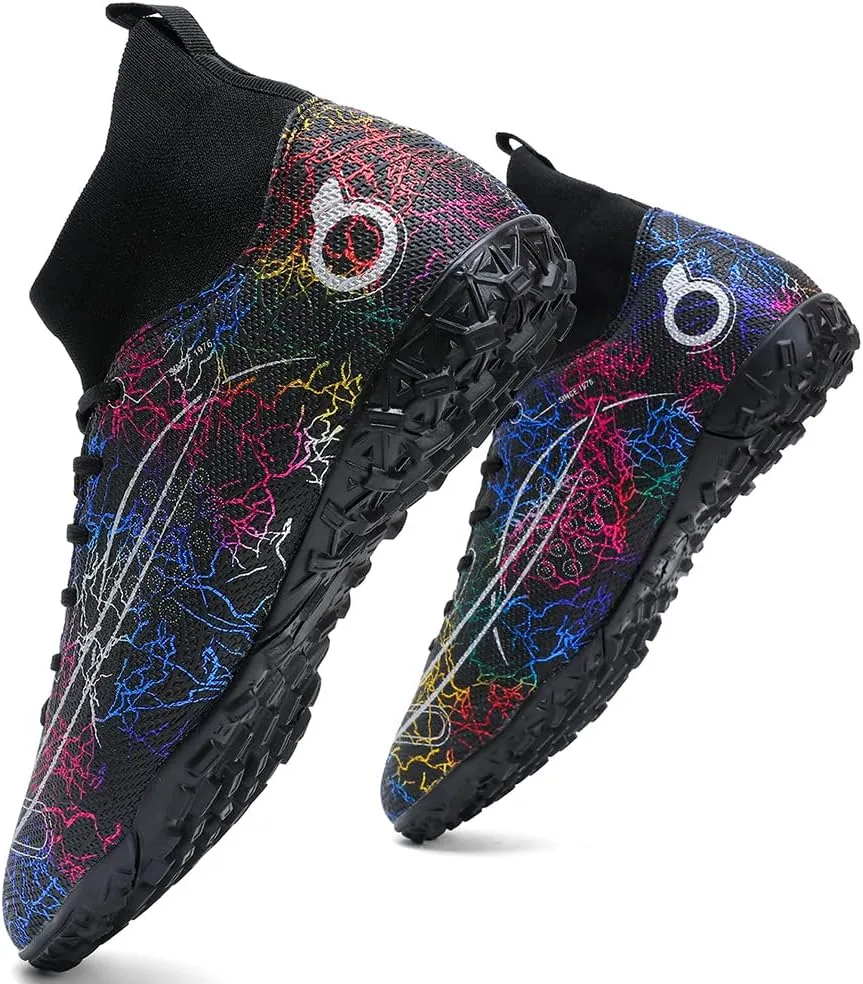 Kids Soccer Cleats Boys Girls Football Shoes Professional High Top Youth Outdoor Training Football Cleats Soccer Shoes (Little Kid/Big Kid)