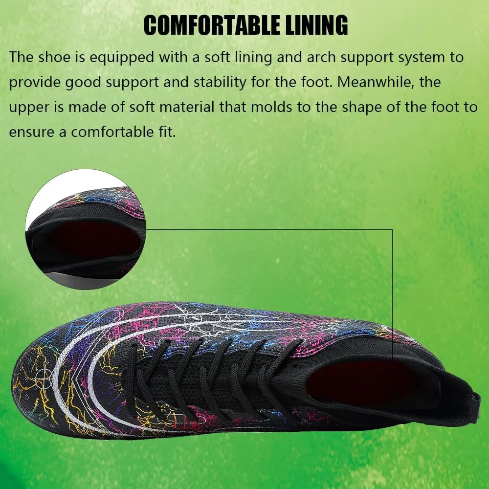 Kids Soccer Cleats Boys Girls Football Shoes Professional High Top Youth Outdoor Training Football Cleats Soccer Shoes (Little Kid/Big Kid)