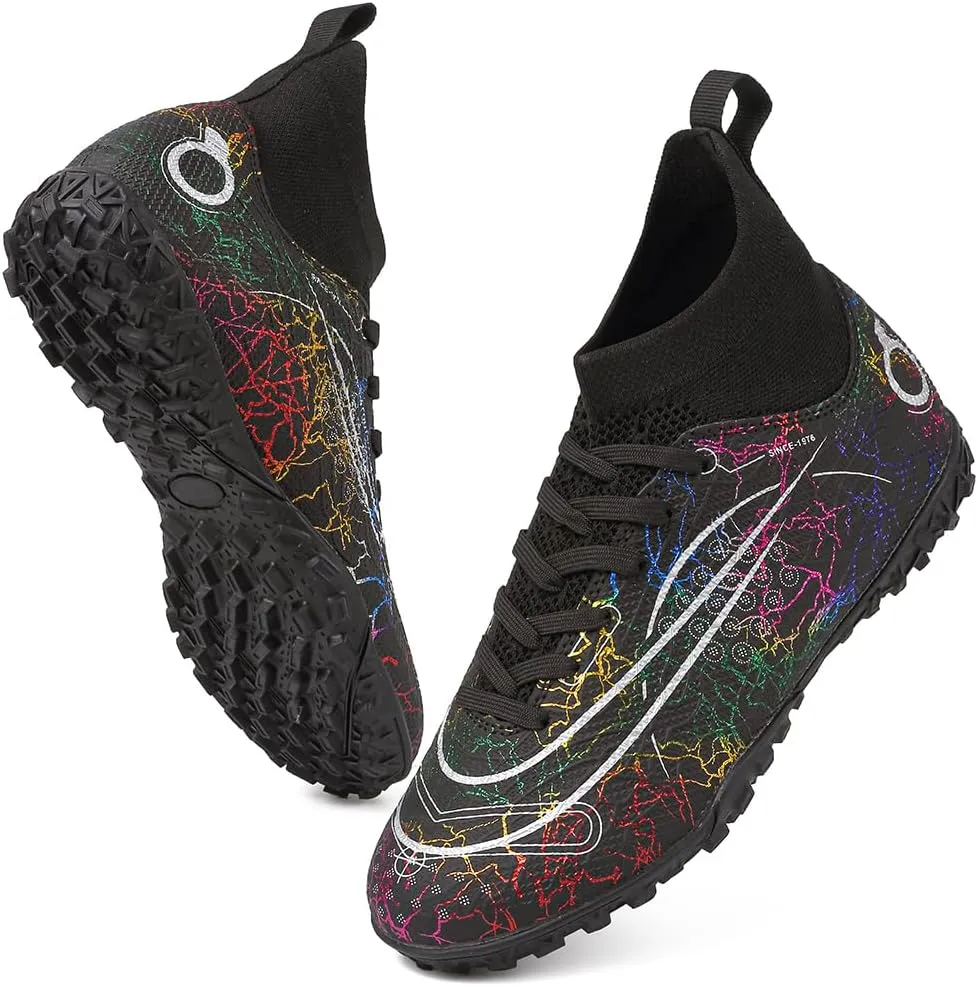 Kids Soccer Cleats Boys Girls Football Shoes Professional High Top Youth Outdoor Training Football Cleats Soccer Shoes (Little Kid/Big Kid)