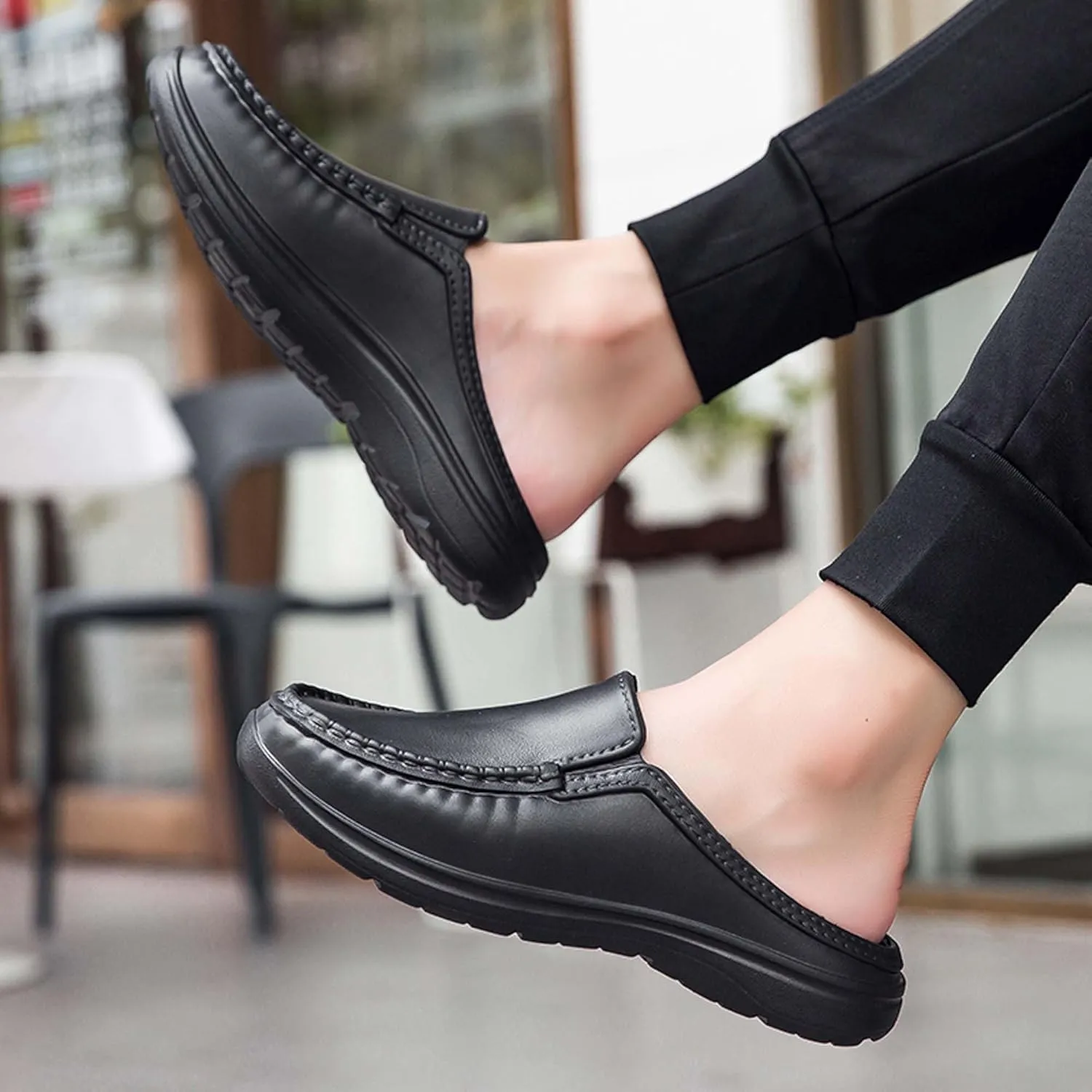 Men's Lightweight Chef Shoes Slip Resistant Food Service Shoes,Lightweight Breathable Restaurant or Kitchen Work Shoes for Kitchen,Restaurant,Driving Walking Shoes