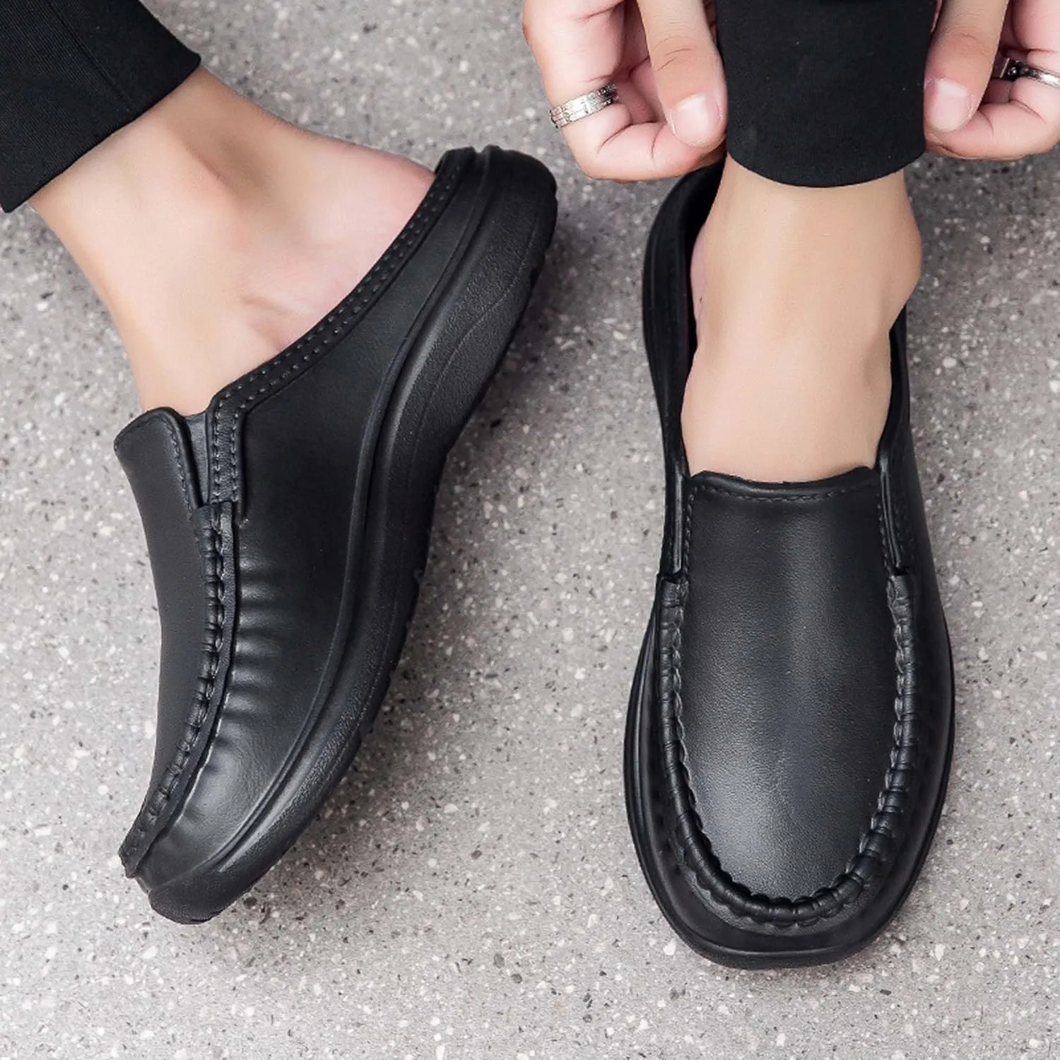 Men's Lightweight Chef Shoes Slip Resistant Food Service Shoes,Lightweight Breathable Restaurant or Kitchen Work Shoes for Kitchen,Restaurant,Driving Walking Shoes