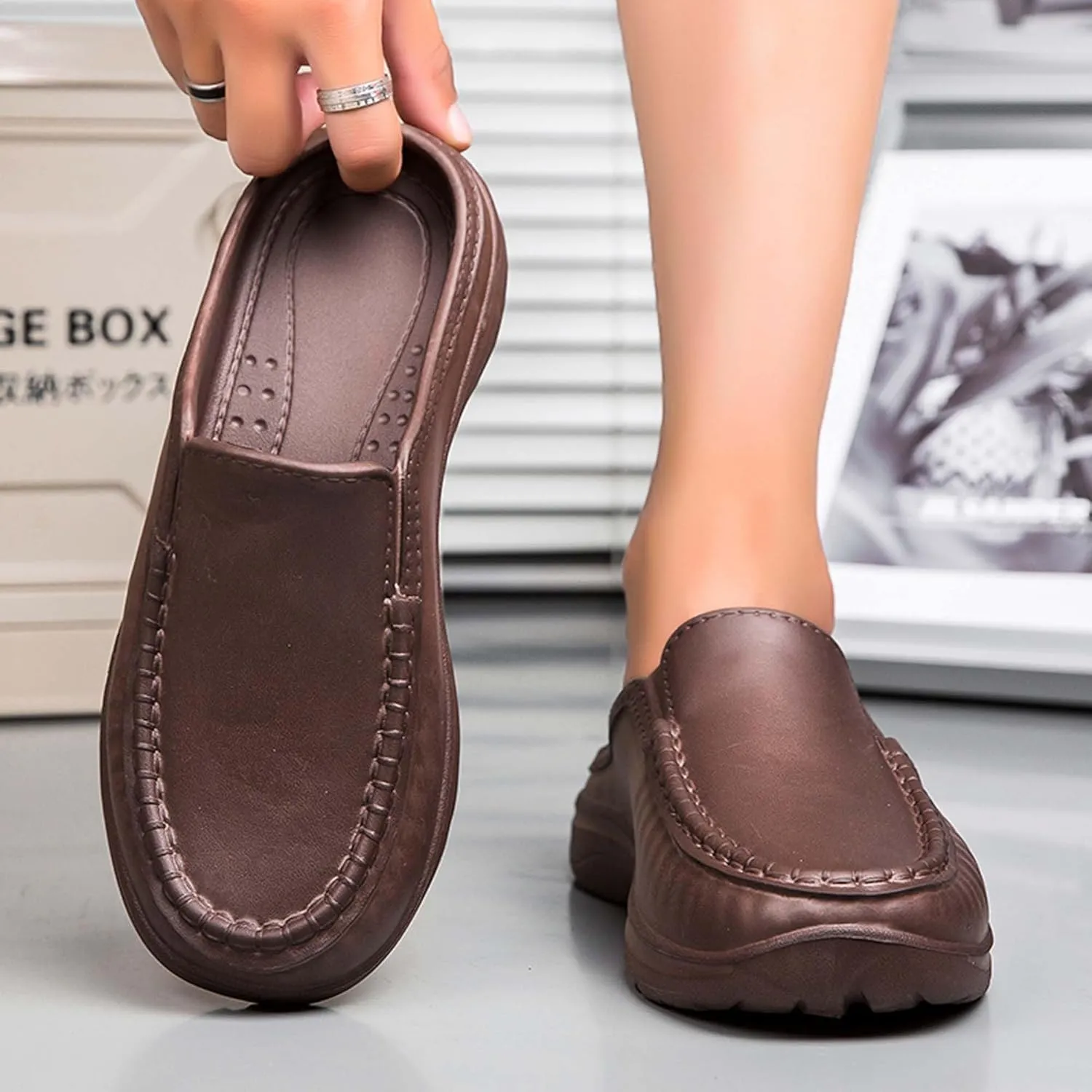 Men's Lightweight Chef Shoes Slip Resistant Food Service Shoes,Lightweight Breathable Restaurant or Kitchen Work Shoes for Kitchen,Restaurant,Driving Walking Shoes