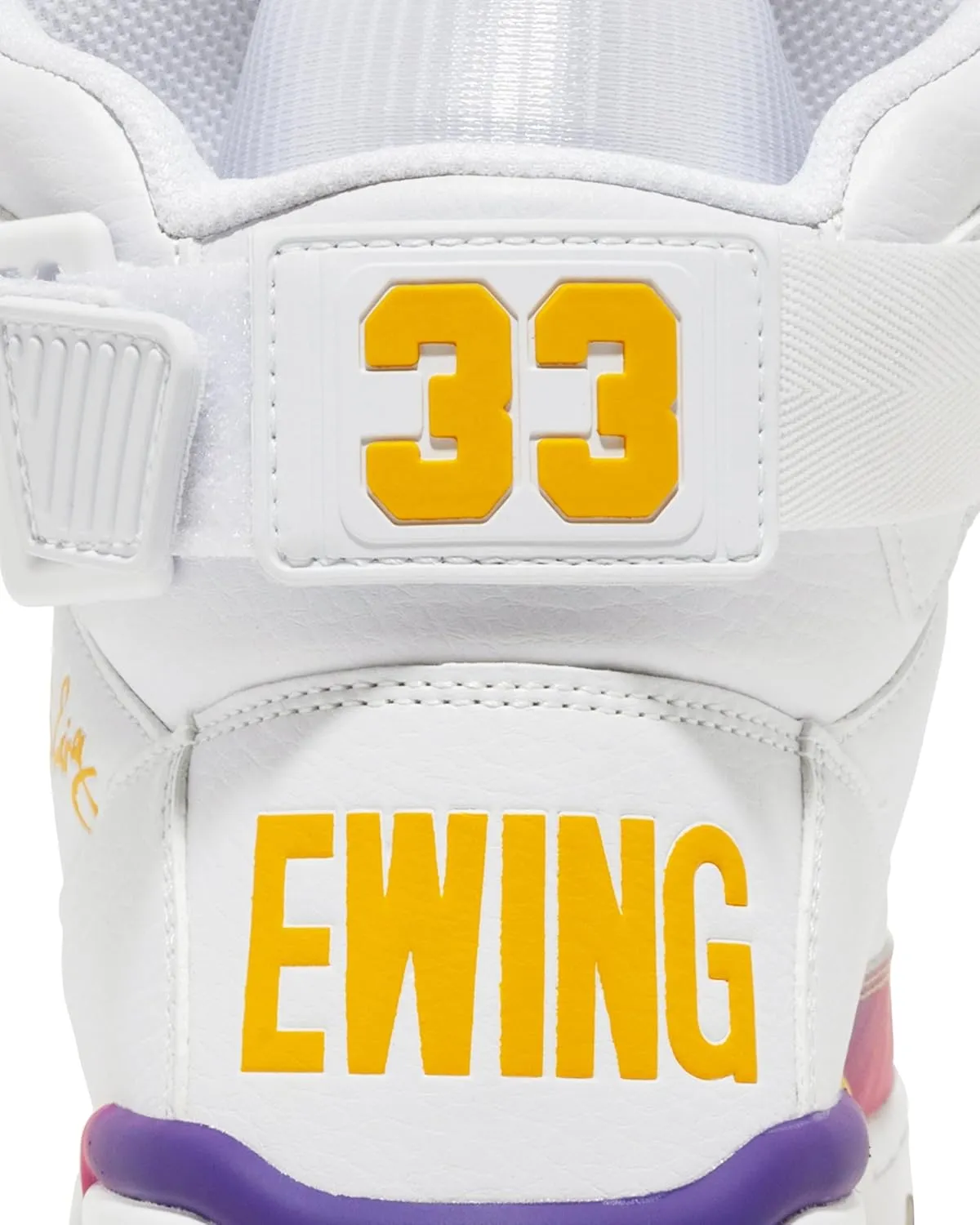 PATRICK EWING Men's Summer Sunset Gradient High-Top Sneakers White/Yellow/Purple/Pink with Gum Outsole