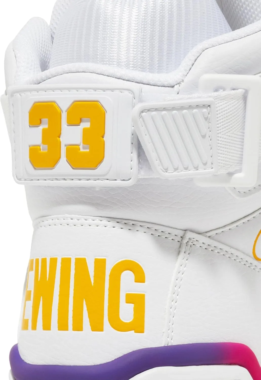 PATRICK EWING Men's Summer Sunset Gradient High-Top Sneakers White/Yellow/Purple/Pink with Gum Outsole