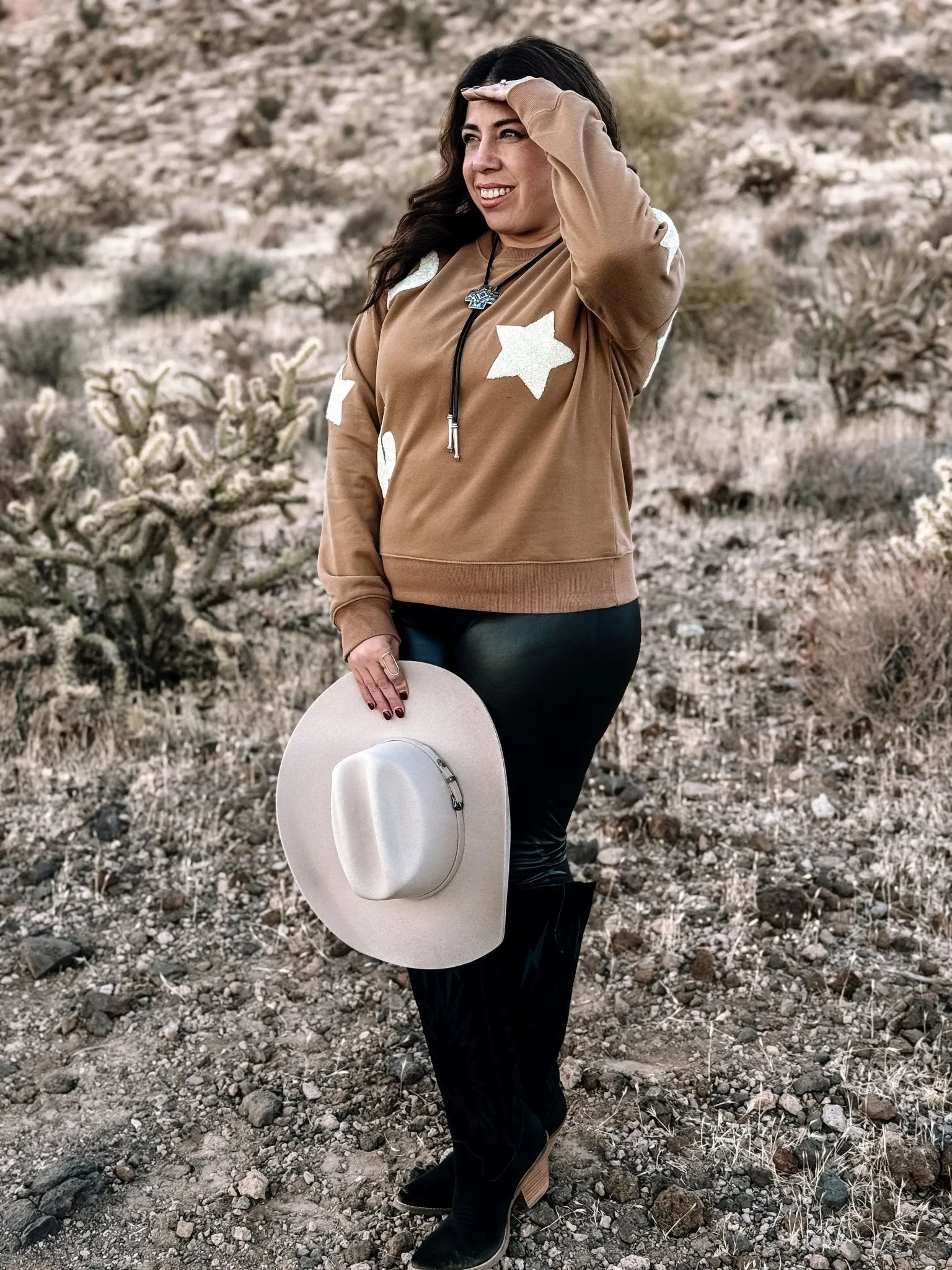Saddle Creek Desert Western Pullover Sweatshirt, Tan