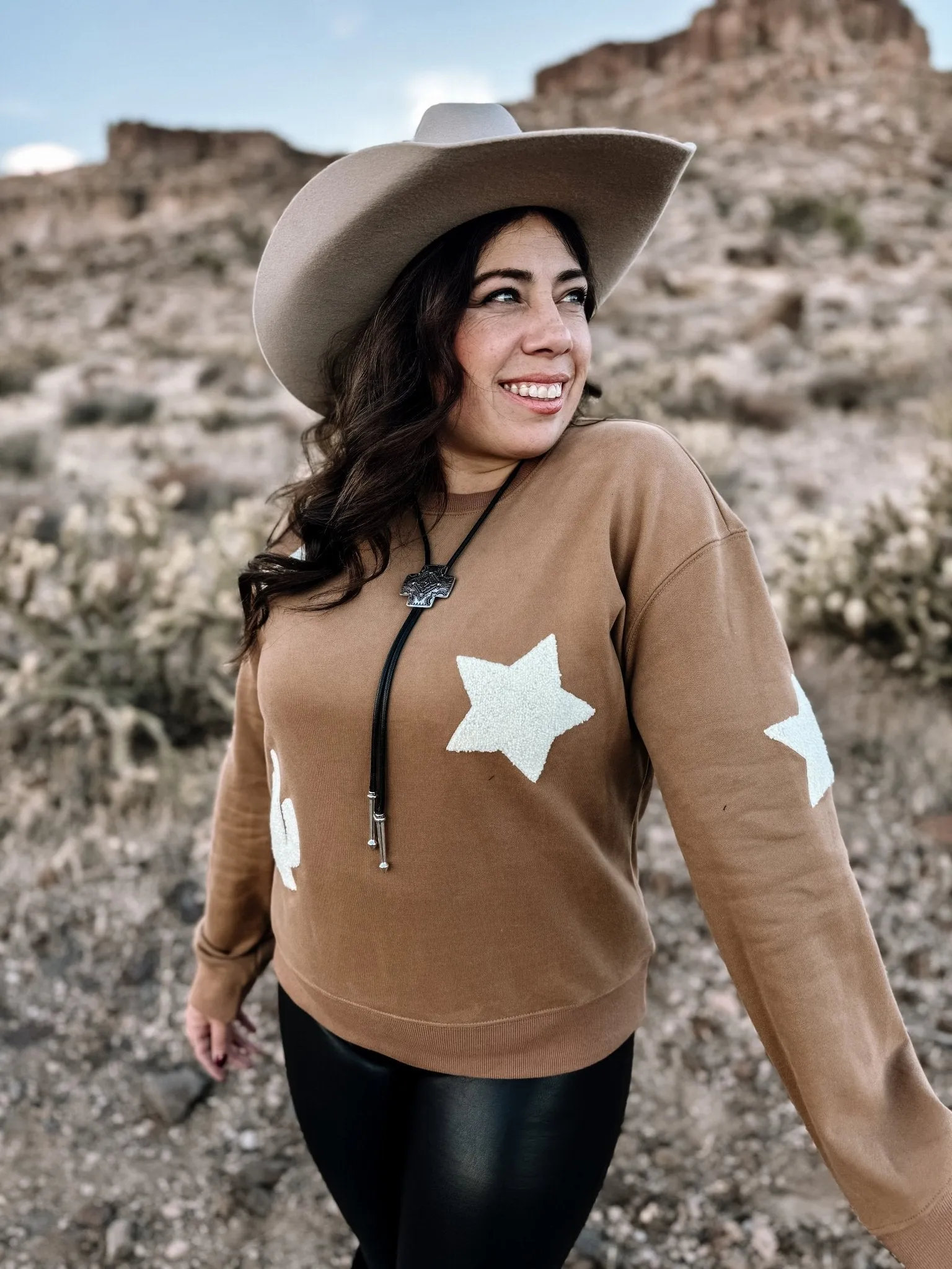 Saddle Creek Desert Western Pullover Sweatshirt, Tan