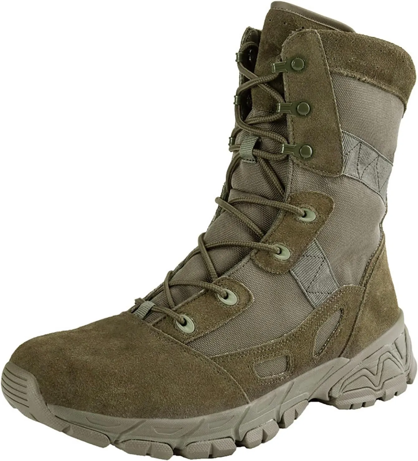 Tactical High-top Military Boots for Men, Breathable Wear-resistant Rubber Sole Desert Shoes, Comfortable Side Zipper for Quick on and off Hiking Shoes