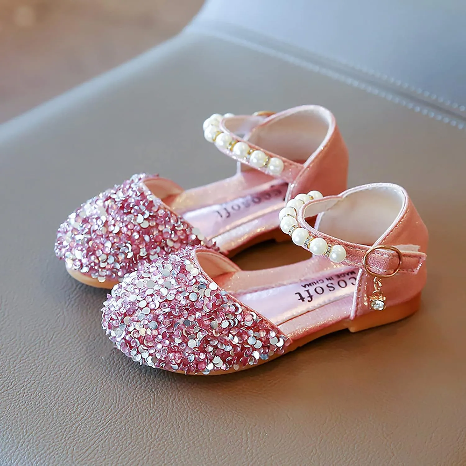 Toddler Flats Girls Princess Single Bling Shoes Infant Kids Baby Bowknot Pearl Crystal 24 Months Girl Shoes