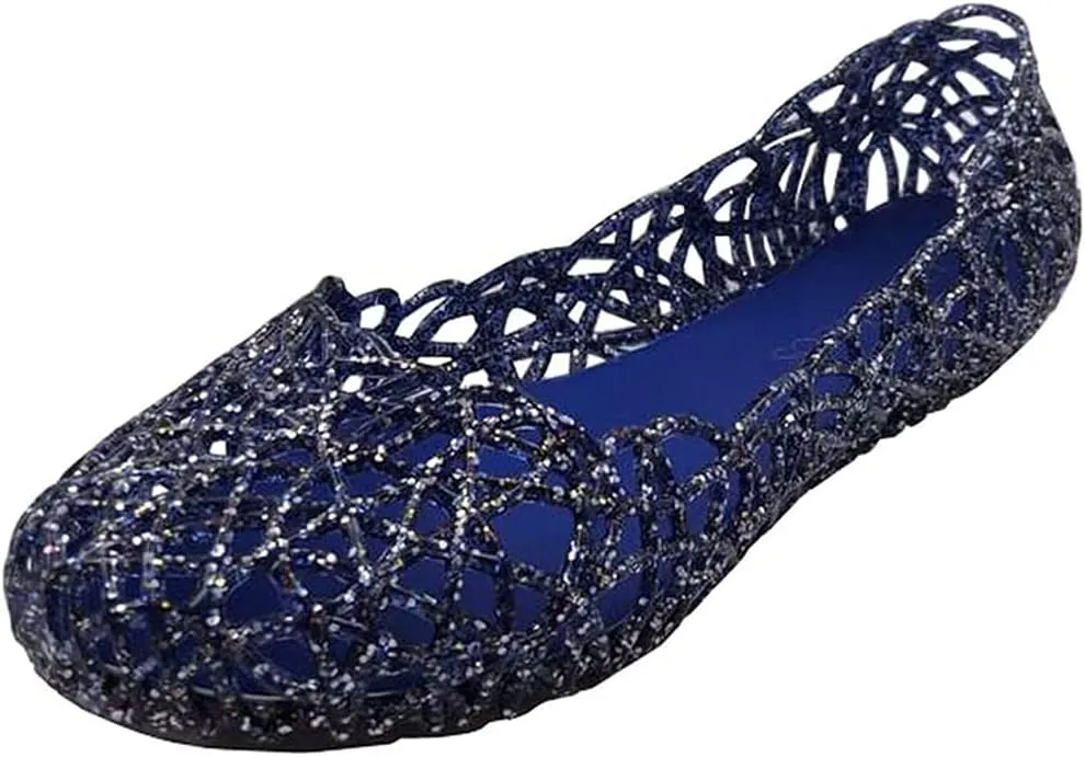 Women's Jelly Shoes Flat Slip On Sandals Hollow Out Ballet Flat