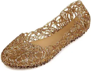 Women's Jelly Shoes Flat Slip On Sandals Hollow Out Ballet Flat