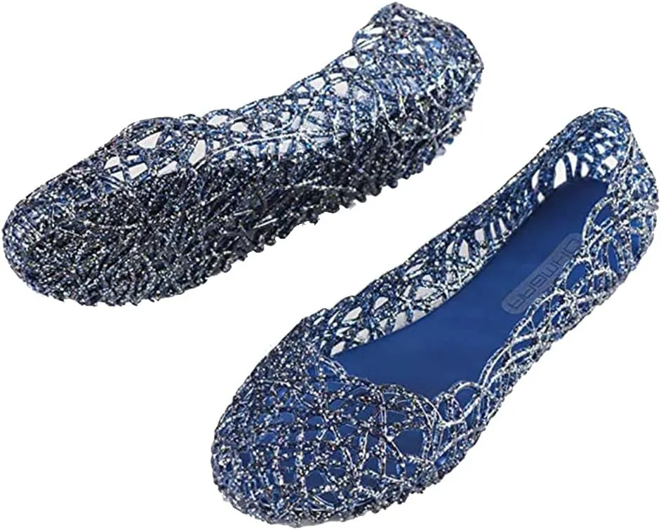 Women's Jelly Shoes Flat Slip On Sandals Hollow Out Ballet Flat