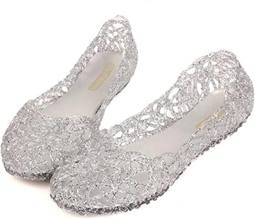 Women's Jelly Shoes Flat Slip On Sandals Hollow Out Ballet Flat